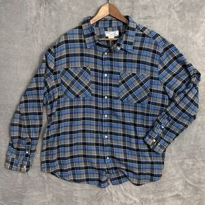 Haband Casual Joe Flannel Shirt Men's‎ XL Blue Black Green Plaid Long Sleeve